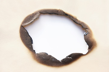 Burn hole in cardboard, casting shadow 