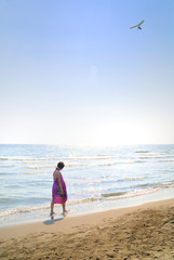 happy woman on beach