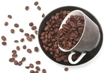 The  cup with fragrant coffee costs on a table