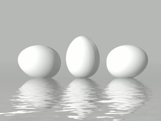 White  chicken's  eggs. 3D graphics