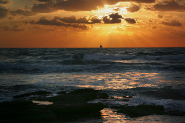 Mediterranean sea , sunset