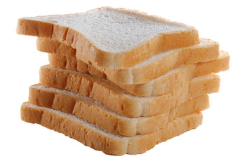 Slices of bread isolated on white background