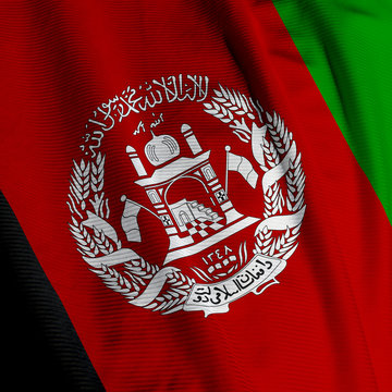 Close up of the Afghani flag, square image
