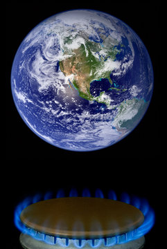 a photo illustration depicting global warming