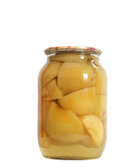 on photo in jar apple on white background