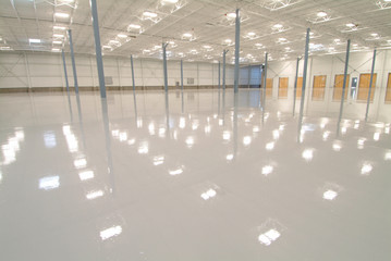 the interior of a newly contructed warehouse