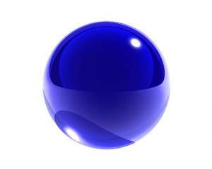 blue glass sphere isolated