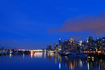 downtown vancouver in the twilight