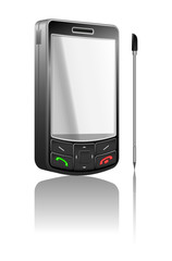 Vector realistic illustration of a black PDA with black buttons