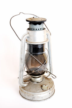 isolated antique oil lamp