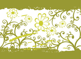 Fototapeta na wymiar green grunge flower pattern