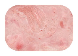big fresh sliced ham isolated on white background