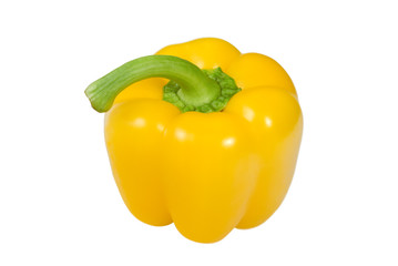 Single yellow pepper isolated on a white background