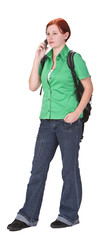Young teenage girl talking on a mobile phone. 