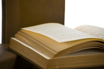 Old book with yellowing pages 