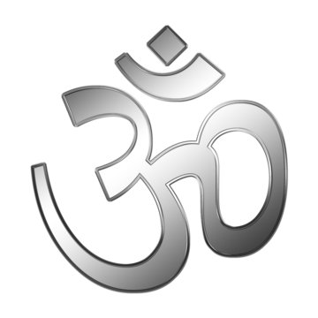 Om also Aum sign into silver metal