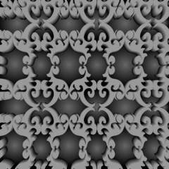 Seamless grey 3D ornament pattern
