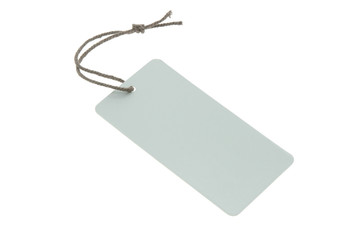Blank light blue tag isolated on white
