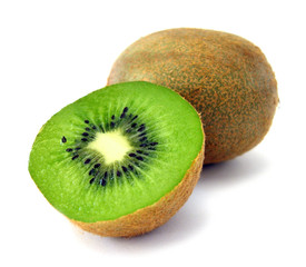 pieces of kiwi isolated on white background