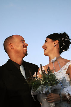 Portrait Of Hispanic Wedding Couple