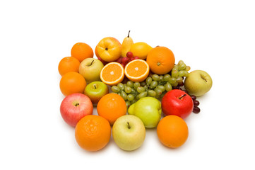Various fruits isolated on the white background