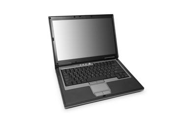 Silver laptop isolated on the white background