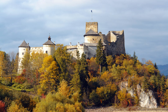 Ruins of medieval royal castle in Czorsztyn, Poland