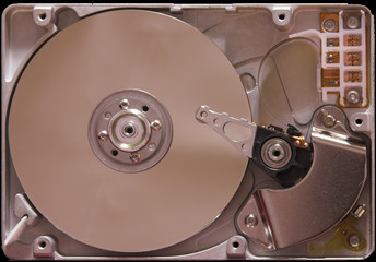 inside view of hard drive from computer