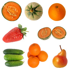 set from  various fruits and berries isolated on white