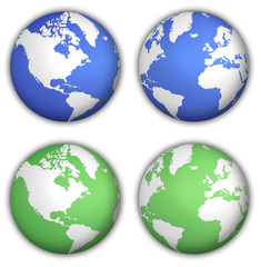 two different views of globe in two color variants