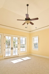 bedroom with porch and view
