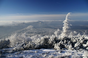 Winter inversion in hilly country