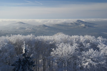 Winter inversion in hilly country 