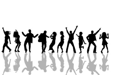 Obraz na płótnie Canvas tanzende Personen - Silhouetten