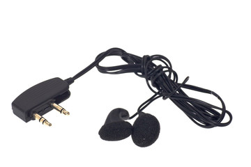 Black little Headphones isolated on white