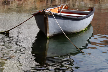 An old wooden rowing boat 