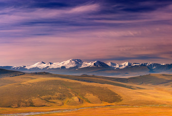 Colorful sunrise in Altai mountains
