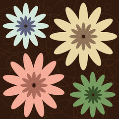 Obraz premium Retro Colored Flowers