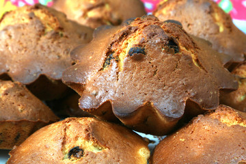 Dessert. Appetizing fruitcakes with raisin