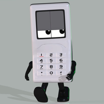 A multicolored cell phone with arms and legs.Image contains a Cl