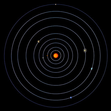 schematical image of the solar system. .With Clipping Path