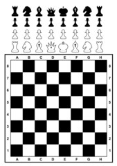 Set chess & chessboard. Adapted for light and dark background. 
