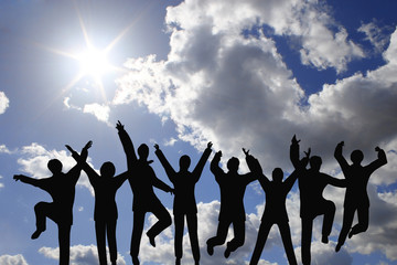 success businessteam on sky