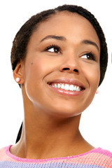 Fototapeta premium Beautiful young woman. Isolated over white background.