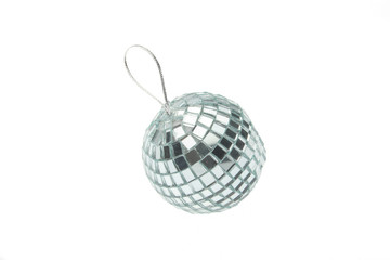 small mirror disco ball on white