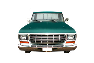 an old truck isolated on a white background