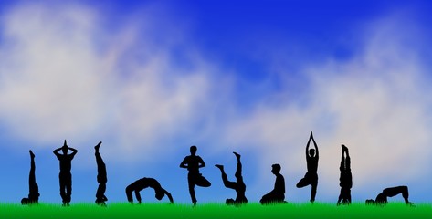 yoga silhouetten - himmel
