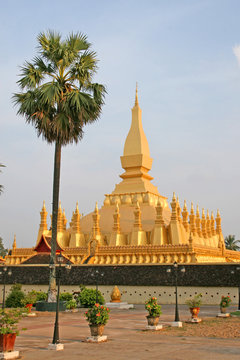 The golden Pha That Luang monument in Vientiane, Laos