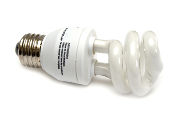 Self-ballasted fluorescent economical lamp with white background