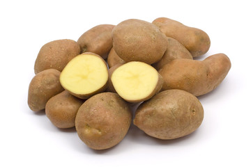 Potatoes on white background